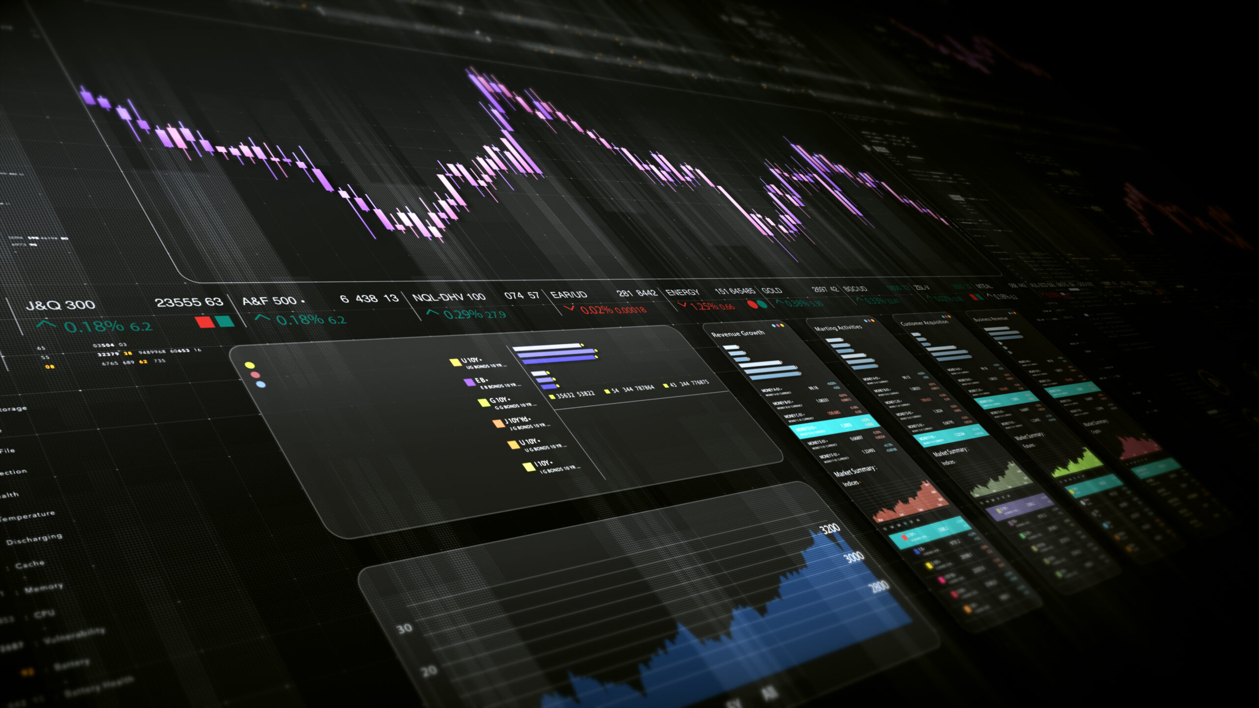 Dynamic data visuals for business info graphics, animated charts, and data-driven insights for a business meeting mock-up. Explore the world of trading, stock exchanges, and crypto